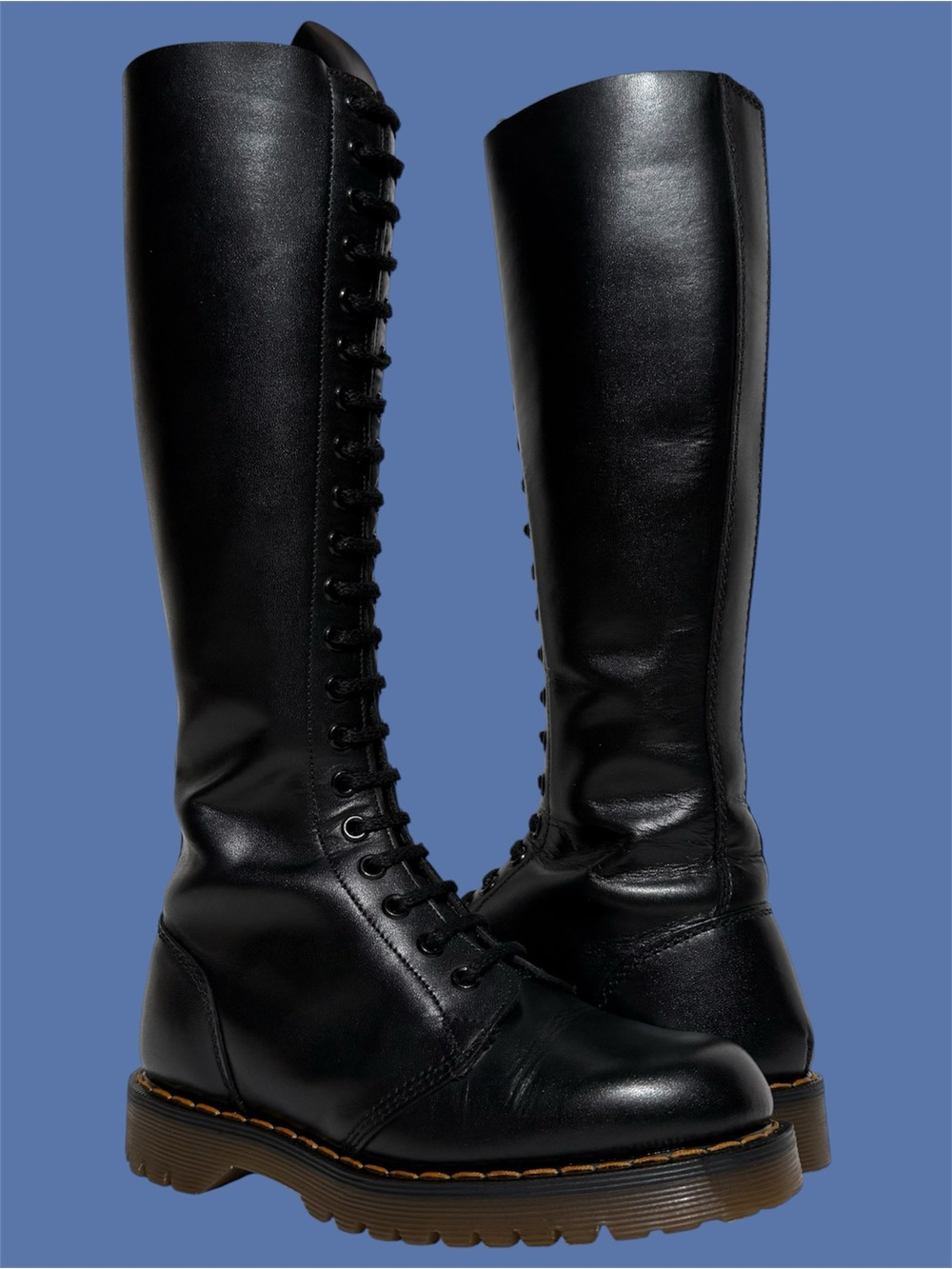 Vintage Dr. Martens Black 20 Eye Tall Leather Boots UK 3